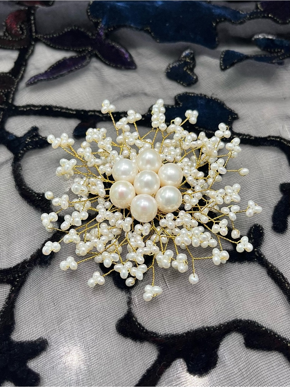 Natural Pearl Burst Brooch